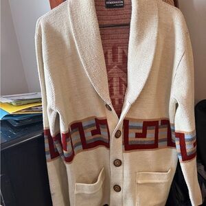 Cream Cardigan Sweater for Men